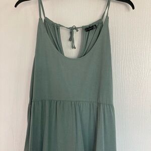 Black Tape_ Sage Green Spaghetti Strap Camisole Dress